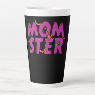 Spider Gift MOMSTER Spider Net And Bat Halloween Latte Mug