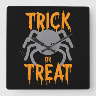 Spider Gift Spider - Trick Or Treat- Halloween Square Wall Clock