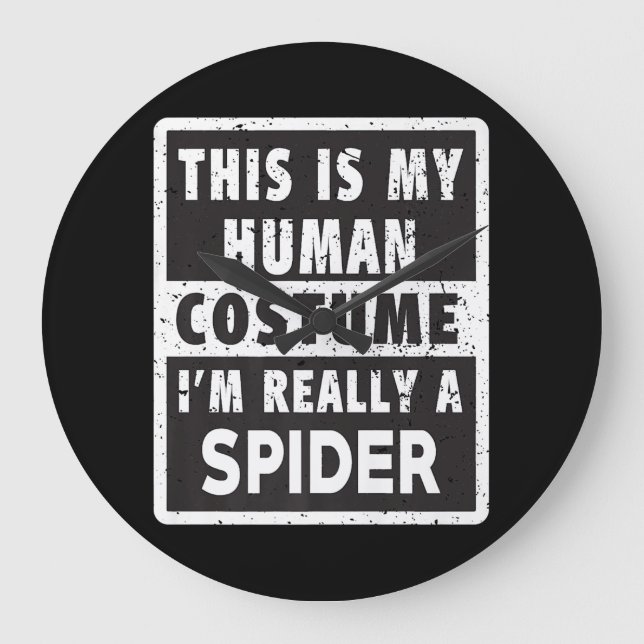 Spider Halloween Costume Funny Spider Costume Gift Large Clock (Front)