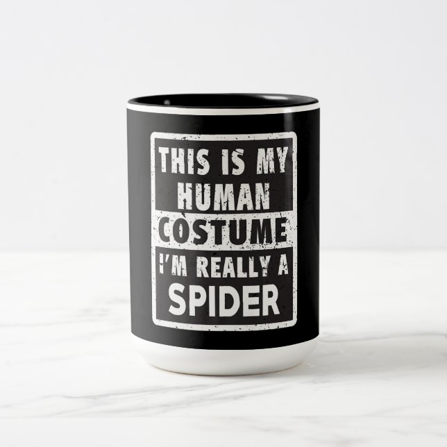 Spider Halloween Costume Funny Spider Costume Gift Two-Tone Coffee Mug (Center)