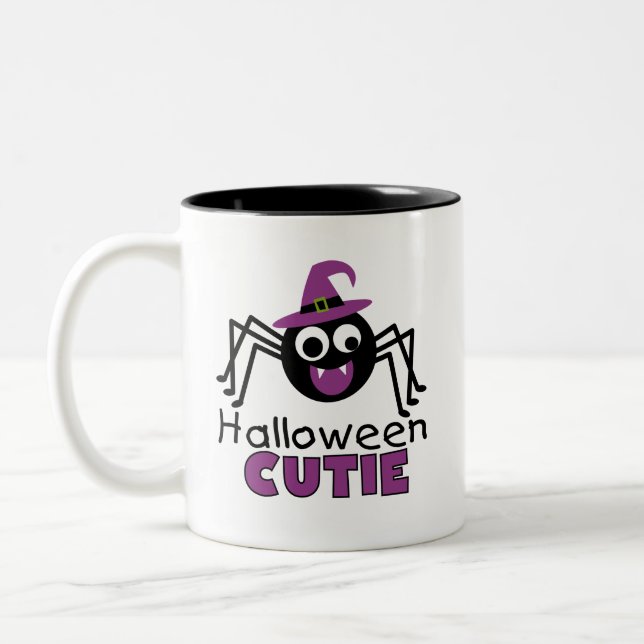 Spider Halloween Cutie Two-Tone Coffee Mug (Left)