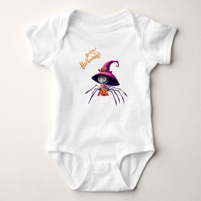 Spider/Halloween/fall/pumpkin Baby Bodysuit (Front)