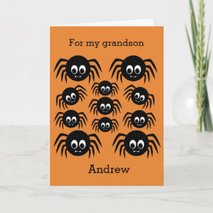 Spider Halloween Grandson Card