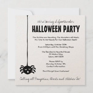 Spider Halloween Party Invitation - Square