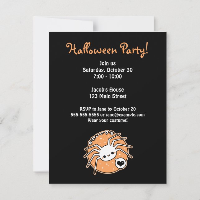 Spider Halloween Party Invitations (Back)