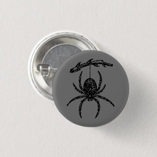 Spider Hanging From Branch 3 Cm Round Badge