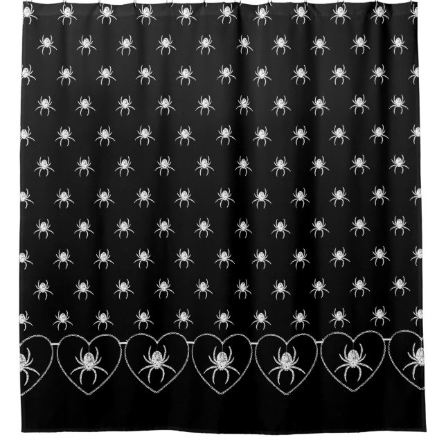 Spider Heart Border Shower Curtain (Front)