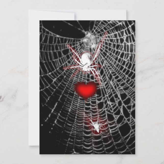 Spider Heart Goth Wedding Invitations (Front)