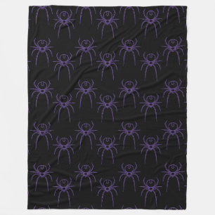 Spider in Purple and Black Fleece Blanket