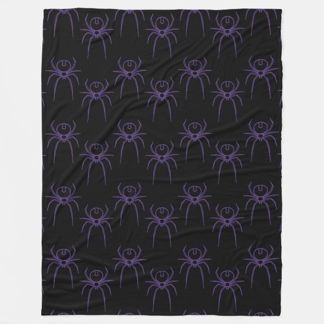 Spider in Purple and Black Fleece Blanket (Front)