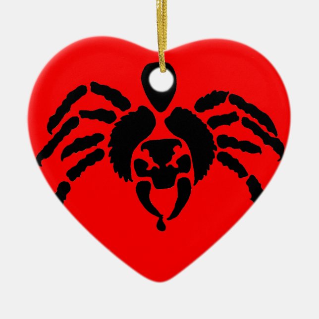 Spider in Red Ceramic Tree Decoration (Front)