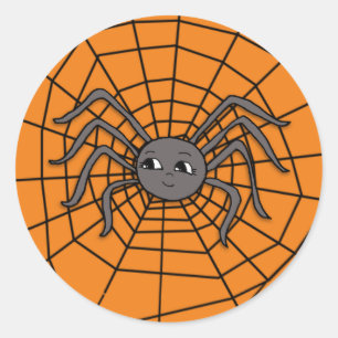 Spider in Spider Web Halloween Spooky Party Classic Round Sticker