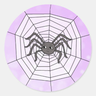 Spider in spider web purple Halloween Classic Round Sticker