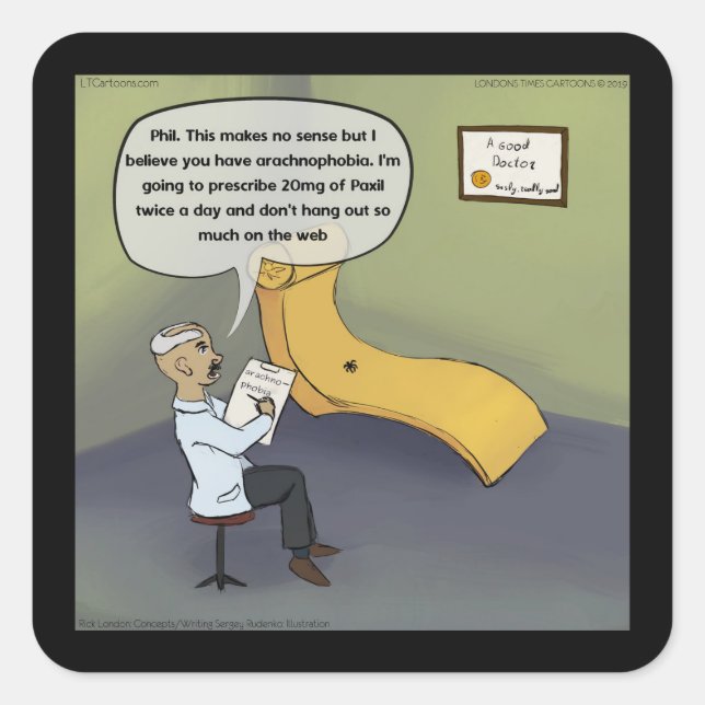 Spider In Therapy For Arachnophobia Square Sticker (Front)