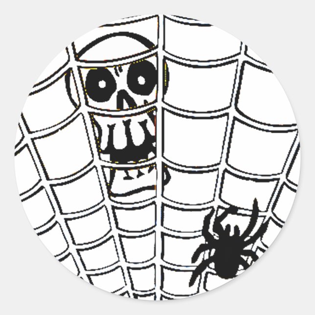 Spider in Web with Skull Classic Round Sticker (Front)