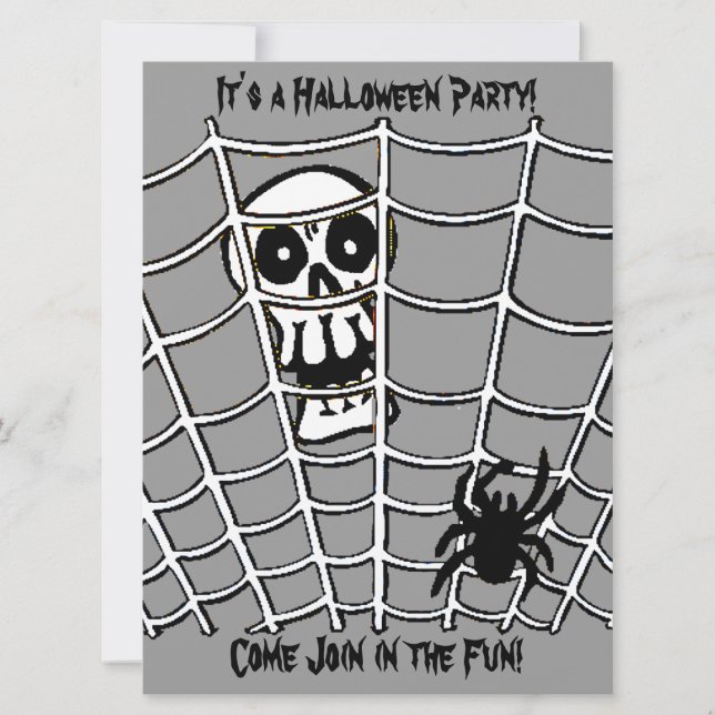 Spider in Web with Skull  Invitation (Front)