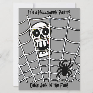 Spider in Web with Skull Invitation