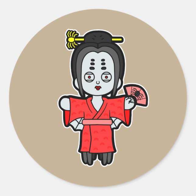 Spider Lady Jorogumo- Japanese Yokai Classic Round Sticker (Front)