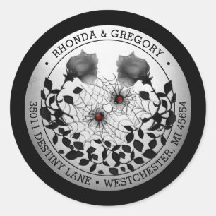 Spider Love Halloween Wedding Address Classic Round Sticker