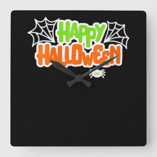 Spider Lovers Happy Halloween Colourful Cute Spide Square Wall Clock
