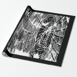 Spider Lovers Tangled Halloween Spider Web White Wrapping Paper