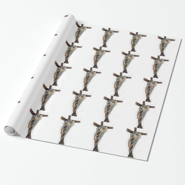 spider monkey pen art hand drawn wrapping paper (Unrolled)