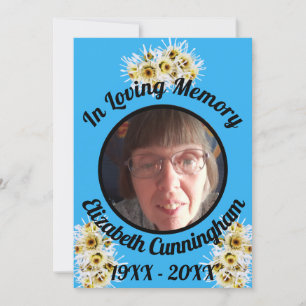 Spider Mums Photo Blue Memory Quote Memorial  Invitation