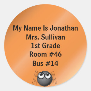 Spider Nametag Classic Round Sticker