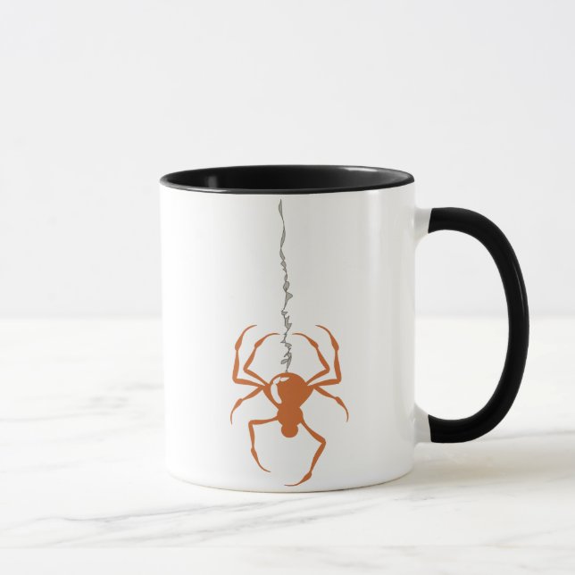 Spider on Strand (Orange) Mugs (Right)