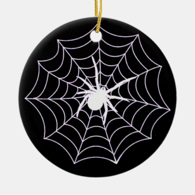 Spider On Web Ceramic Tree Decoration (Front)