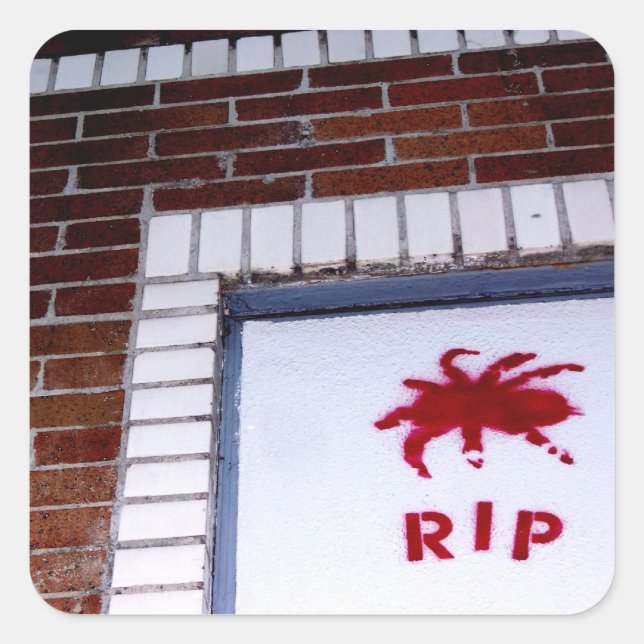 spider r.i.p. stencil square sticker (Front)