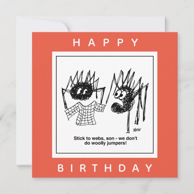 Spider says "Stick to Webs" Cartoon. Card (Front)