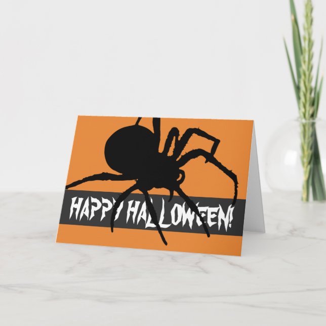 Spider Silhouette Halloween Greeting Card (Front)