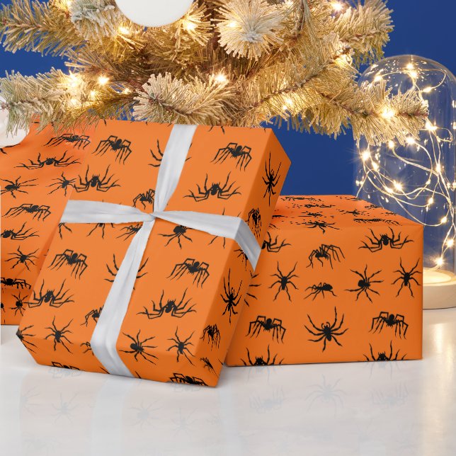 Spider Silhouettes Pattern Wrapping Paper (Holidays)