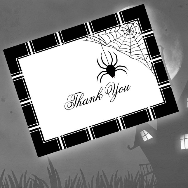 Spider Thank You Halloween Black Postcard (Creator Uploaded)