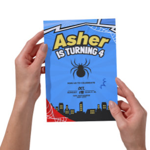 Spider-Themed Birthday Invitation-Superhero Part Invitation