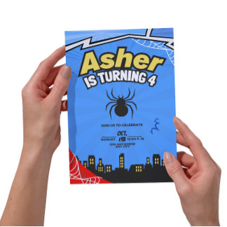 Spider-Themed Birthday Invitation-Superhero Part Invitation