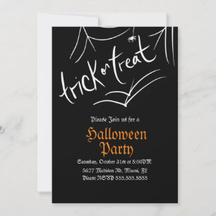 Spider Trick or Treat Halloween Birthday Party  Invitation