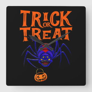 Spider Trick Or Treat Shirt Women Funny Halloween Square Wall Clock