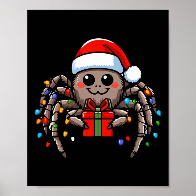 Spider Wearing Santa Hat Christmas Xmas Pyjamas  Poster (Front)