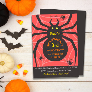 Spider Web 3rd Birthday spooky Halloween Party Invitation