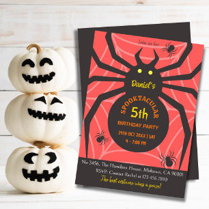 Spider Web 5th Birthday spooky Halloween Party Invitation