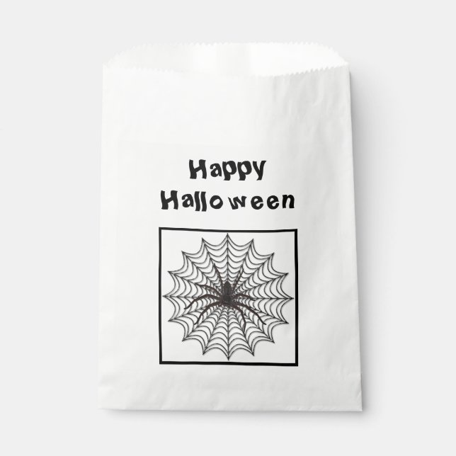 Spider Web And Black Spider Halloween Favour Bags (Front)