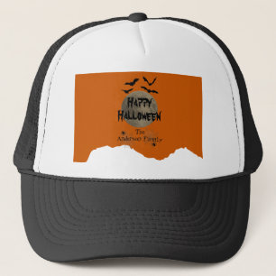 Spider Web Bats Moon Spooky Modern Happy Halloween Trucker Hat