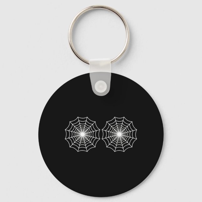 Spider Web Bikini Shirt _ Funny Halloween Costume Key Ring (Front)