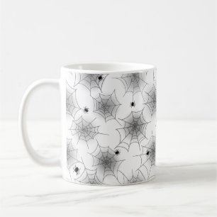 Spider Web Black and White Halloween Mug