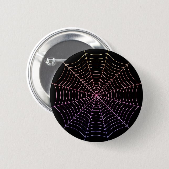 Spider web black purple orange Halloween pattern 6 Cm Round Badge (Front & Back)