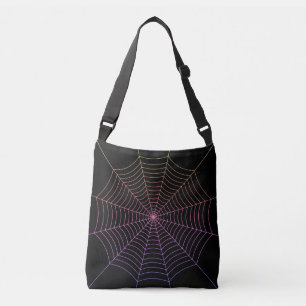 Spider web black purple orange Halloween pattern Crossbody Bag