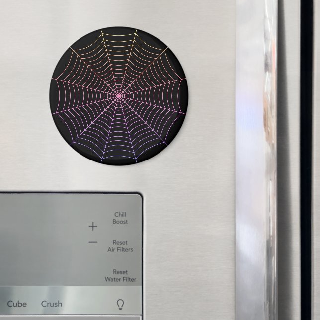 Spider web black purple orange Halloween pattern Magnet (In Situ (Fridge))