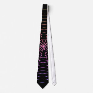 Spider web black purple orange Halloween pattern Tie